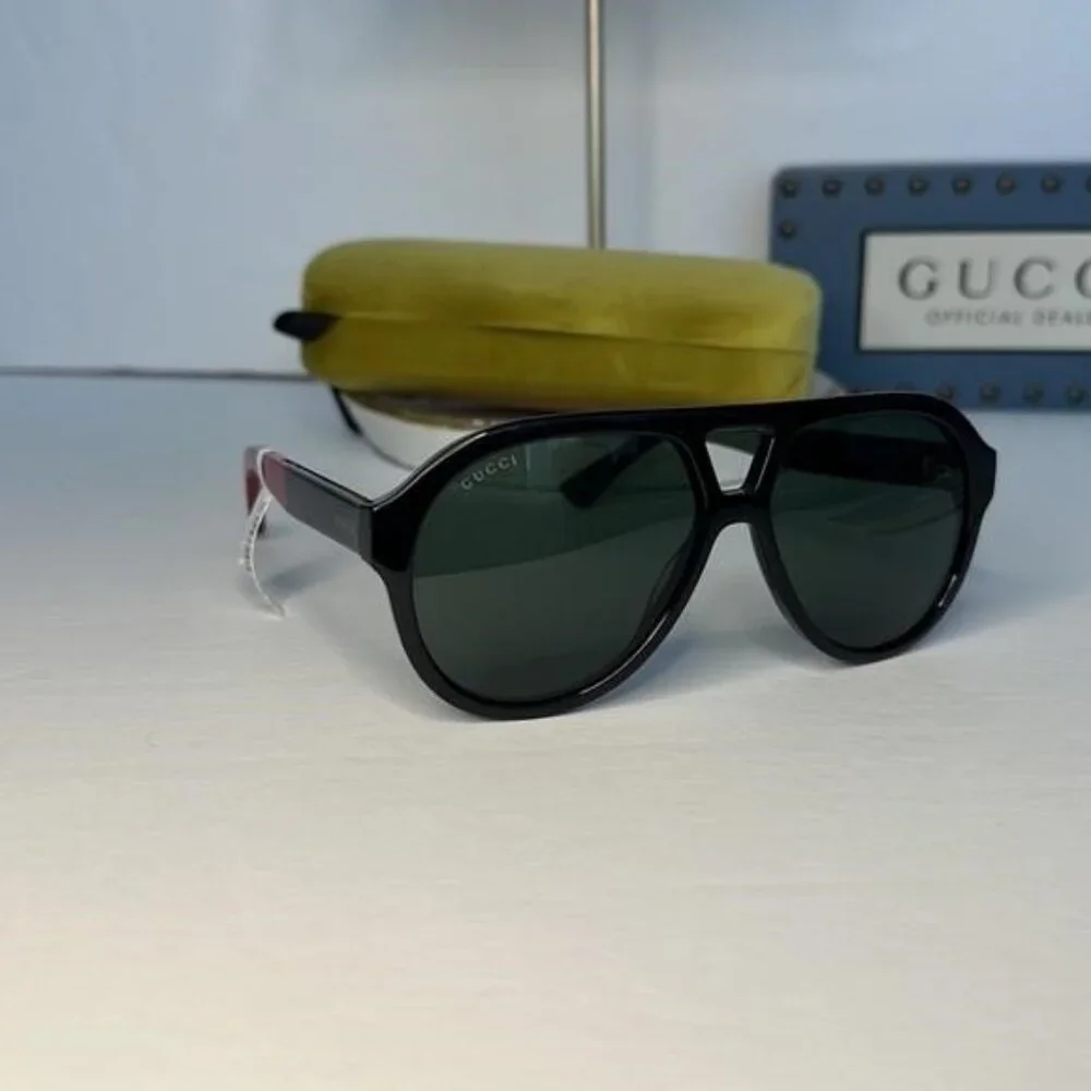 New - Gucci New GG0159SN 003 Black & Multi Color Aviator Sunglasses